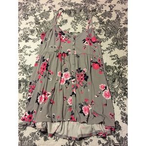 Torrid Gray and Pink Floral Tank Top